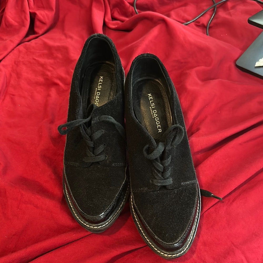 Kelsi Dagger Brooklyn Black Suede Oxford Shoes – Women’s Size 7.5